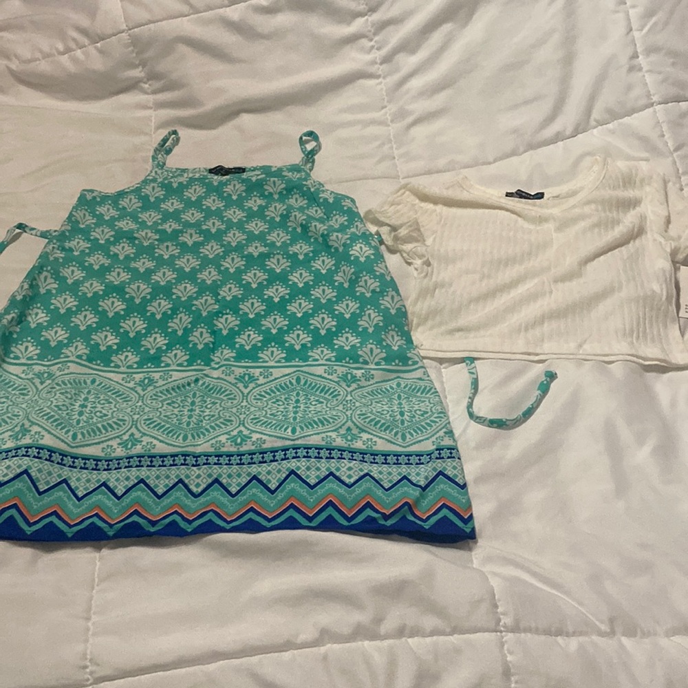 My Michelle Size 8 Girls Dress. Turquoise, blue, coral, and white color